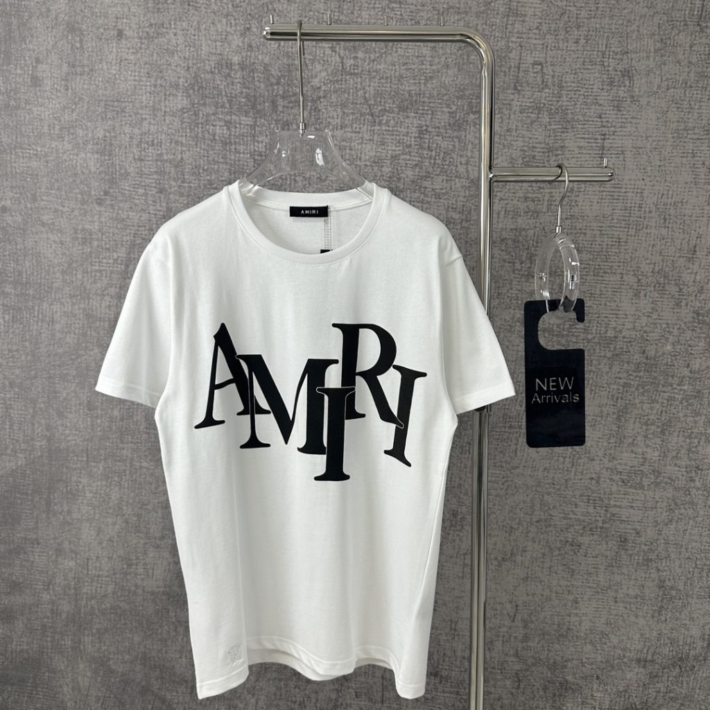 AMIRI（アミリ)2024年春新作偽物メンズ綿刺しゅうロゴプリントTシャツ通販