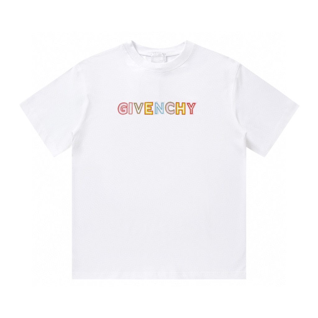 GIVENCHY(ジバンシイ) スーパーコピー 業界最高い品質 アルファベット刺繍半袖Tシャツ