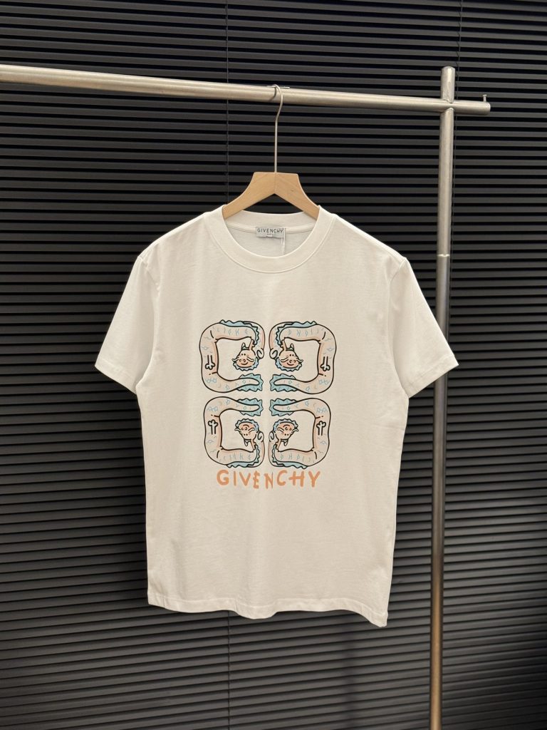 ジバンシ コピー アルファベットプリント純綿半袖Tシャツ男女同タイプ 