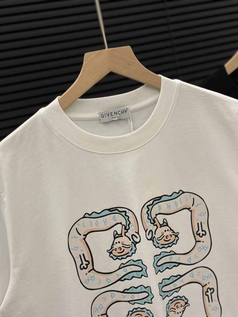ジバンシ コピー アルファベットプリント純綿半袖Tシャツ男女同タイプ 