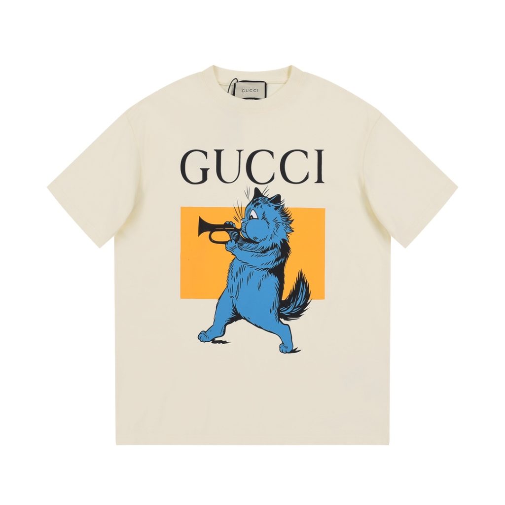 GUCCI (グッチ) n級品 新作猫柄プリント半袖 激安通販 