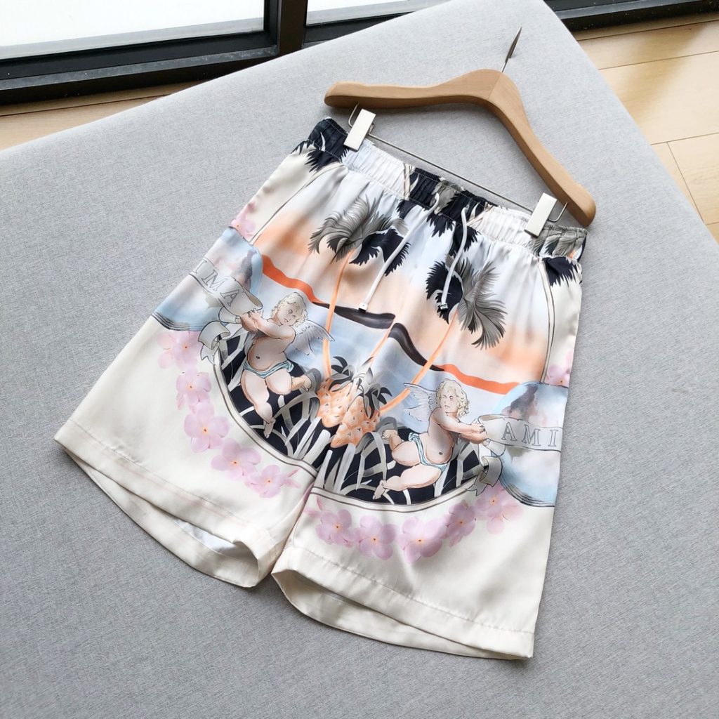 アミパリス n級品 アイキャッチ シルク プリントカジュアルショートパンツ