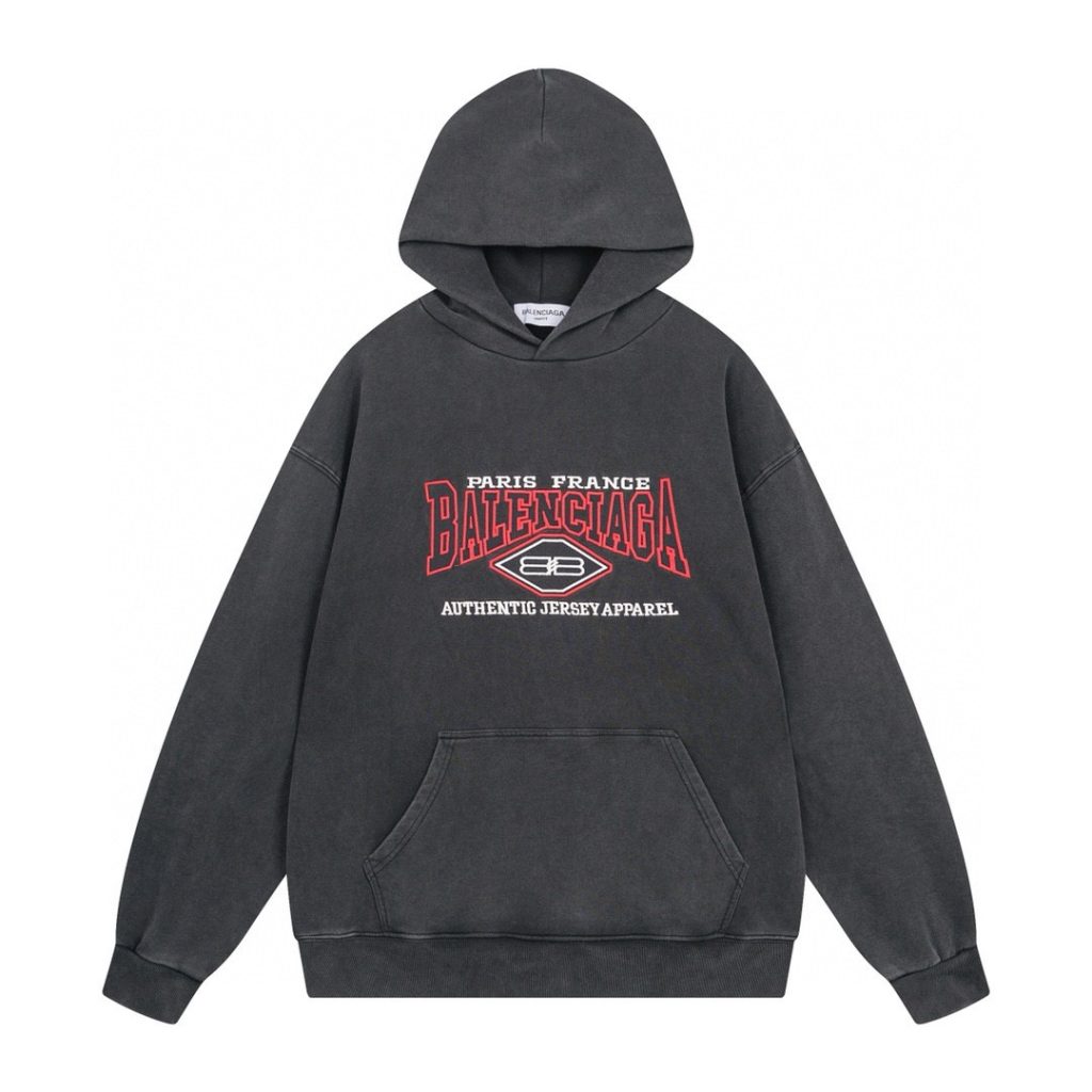 BALENCIAGA(バレンシアガ)    コピー 入手困難   ロゴ刺繍レトロ  フード付きスウェットパーカー