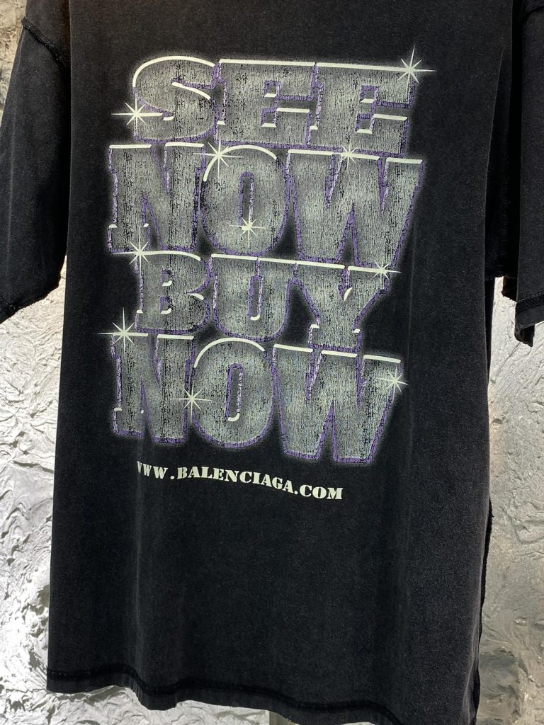 バレンシアガ コピー フロッキーアルファベットのプリントオシャレでカジュアルなTシャツ 