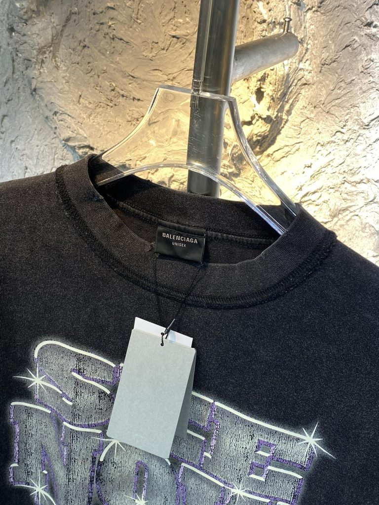 バレンシアガ コピー フロッキーアルファベットのプリントオシャレでカジュアルなTシャツ 
