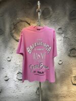 人気バカ売れタイプ バレンシアガ 偽物 アルファベットプリントピンクカジュアルTシャツ