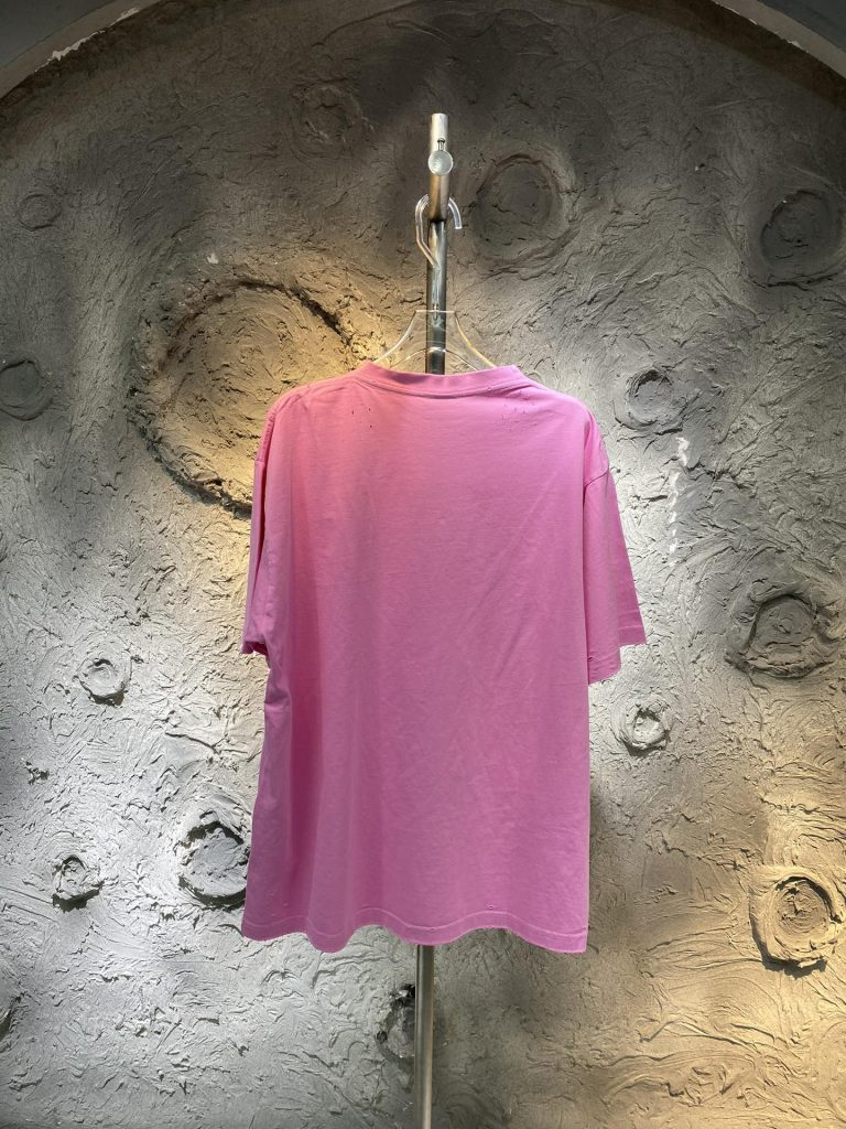 人気バカ売れタイプ バレンシアガ 偽物 アルファベットプリントピンクカジュアルTシャツ 