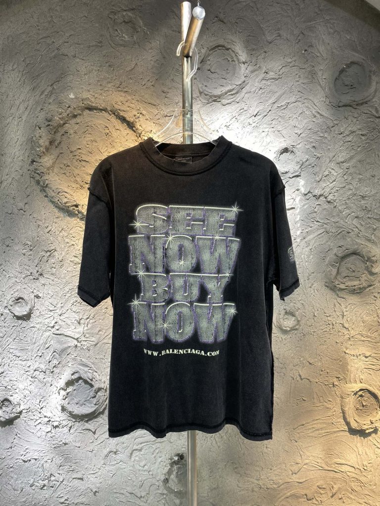 バレンシアガ コピー フロッキーアルファベットのプリントオシャレでカジュアルなTシャツ