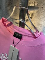 人気バカ売れタイプ バレンシアガ 偽物 アルファベットプリントピンクカジュアルTシャツ