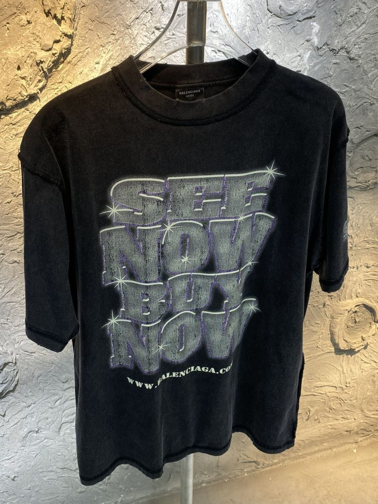バレンシアガ コピー フロッキーアルファベットのプリントオシャレでカジュアルなTシャツ 
