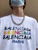 入手困難 バレンシアガ偽物 スケッチプリント半袖ペアTシャツ