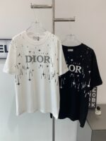 ディオール ファッション スーパーコピー プリントフロッキー半袖カジュアルTシャツ