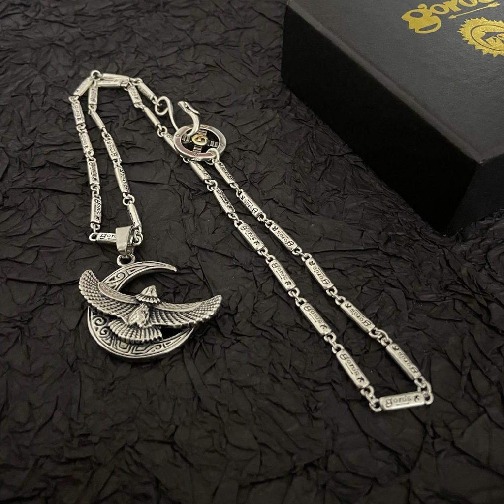 高橋吾郎手作りシルバーアクセサリー飛鷹三日月ペンダントネックレス