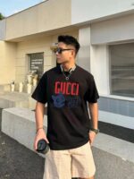 GUCCI (グッチ) コピー 猫アルファベットプリント丸首半袖Tシャツ 激安通販