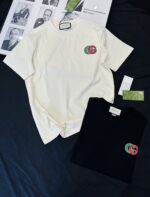 GUCCI (グッチ) 芸能人 スーパーコピー レッドグリーンロゴプリントオシャレカジュアルTシャツ