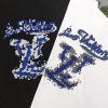 LOUIS VUITTON（ルイヴィトン） 芸能人 偽物 ブルーアルファベット刺繍カジュアルカップル半袖Tシャツ