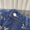 LOUIS VUITTON（ルイヴィトン） n級品 芸能人 ラメ刺繍全面プリントLVデニムショートパンツ