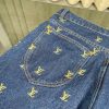 LOUIS VUITTON（ルイヴィトン） n級品 芸能人 ラメ刺繍全面プリントLVデニムショートパンツ