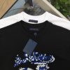 LOUIS VUITTON（ルイヴィトン） 芸能人 偽物 ブルーアルファベット刺繍カジュアルカップル半袖Tシャツ