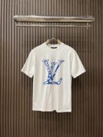 超お得 フロッキングルイヴィトン コピー LOGOプリントカジュアル半袖Tシャツ