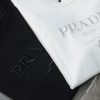 PRADA(プラダ) 激安販売 コピー ロゴ刺繍カジュアルラウンドネック半袖Tシャツ
