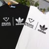 PRADA(プラダ) X アディダス コピー クローバーロゴアルファベットプリントカジュアルTシャツ
