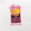 STUSSY(ステューシー） 激安販売 偽物 サンセット潮汐ロゴプリントカジュアルTシャツ