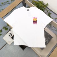 STUSSY(ステューシー） 激安販売 偽物 サンセット潮汐ロゴプリントカジュアルTシャツ