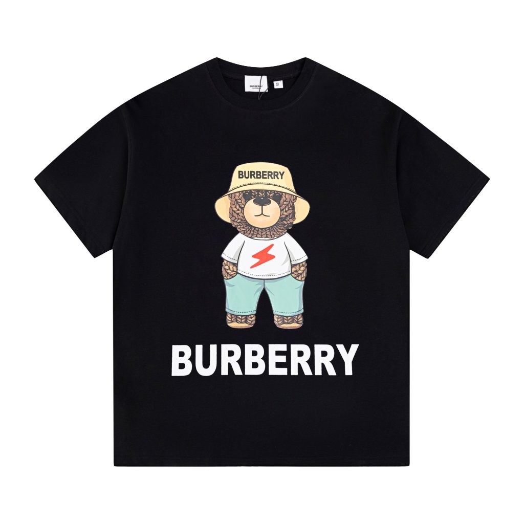 限定セール低価 バーバリー 偽物 熊ちゃんプリント半袖Tシャツ男女同タイプ