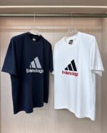 バレンシアガ X アディダス やわらか快適ロゴ刺しゅうカジュアル半袖Tシャツ