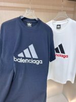 バレンシアガ X アディダス やわらか快適ロゴ刺しゅうカジュアル半袖Tシャツ