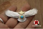 高橋吾郎 ゴローズ 偽物松石ゴールド中鷹ペンダント925純銀手作りシルバーアクセサリー