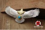 高橋吾郎 ゴローズ 偽物松石ゴールド中鷹ペンダント925純銀手作りシルバーアクセサリー