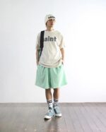 セントマ イケル コピー アイキャッチ レトロ地球プリントカジュアル半袖Tシャツ