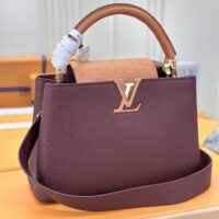 大活躍！存在感のある ルイヴィトン Capucines M81409 レッド ブラウンハンドバッグ