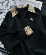 有名人の愛用品 バーバリー スーパーコピー チェック柄切り替えvネック長袖パーカー