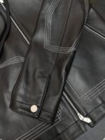 上質な素材採用 エルメス 偽物 フード付きレザージャケットコート