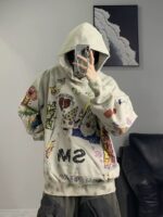 お値打ち価格 セントマイケル スーパーコピー 優良サイト 口コミ 手描き グラフィティプリントのフード付きス