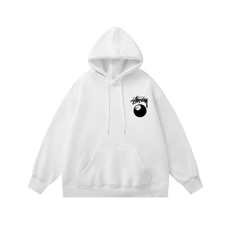 ステューシー 芸能人偽物 8ボールロゴ フーディー 清潔感ホワイト × 人気ストリート定番パーカー｜スーパーコピー服