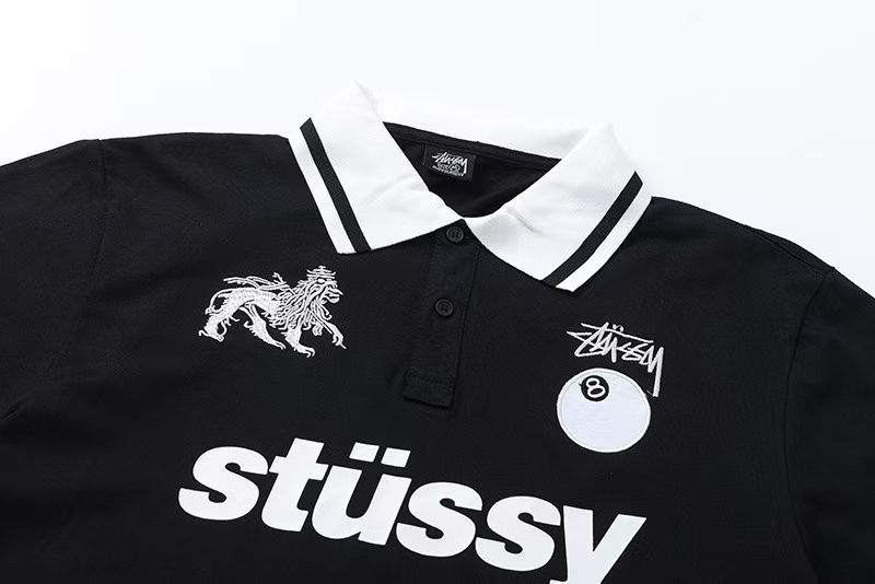 ステューシー n級コピー 8ボール×獅子刺繍ポロシャツ モノトーン配色が映える都会系ストリート｜スーパーコピー服