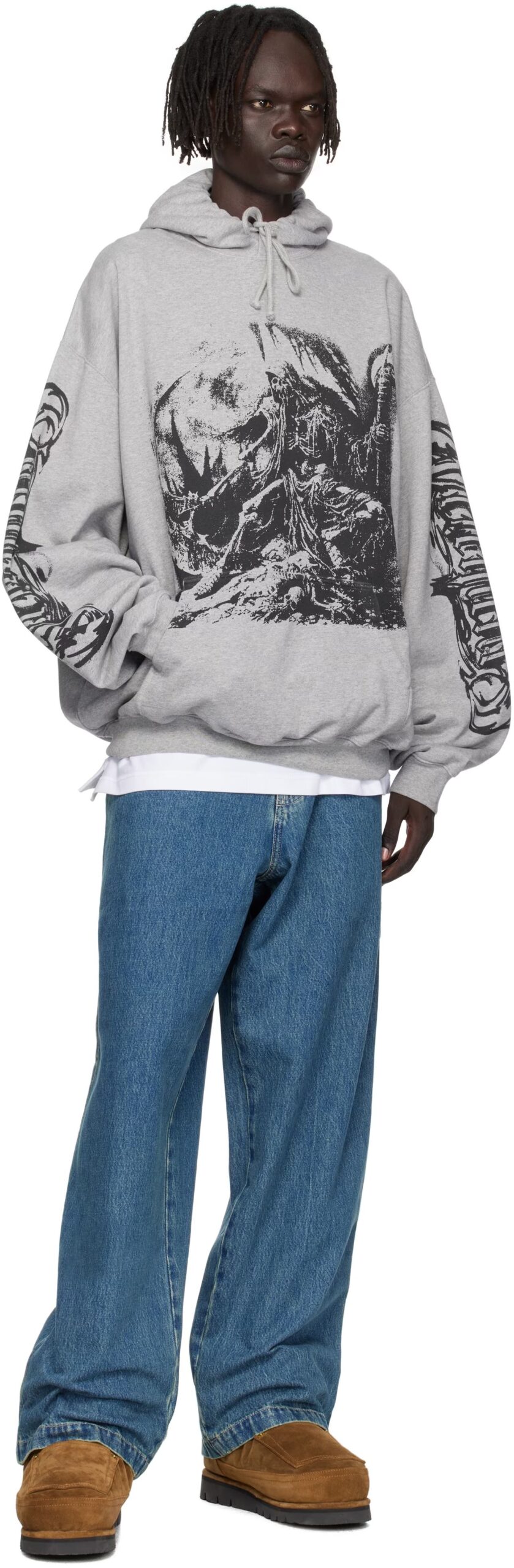 ヴェトモン 芸能人偽物 アートプリント 連帽パーカー グレーカラー 個性派モデル｜スーパーコピー服