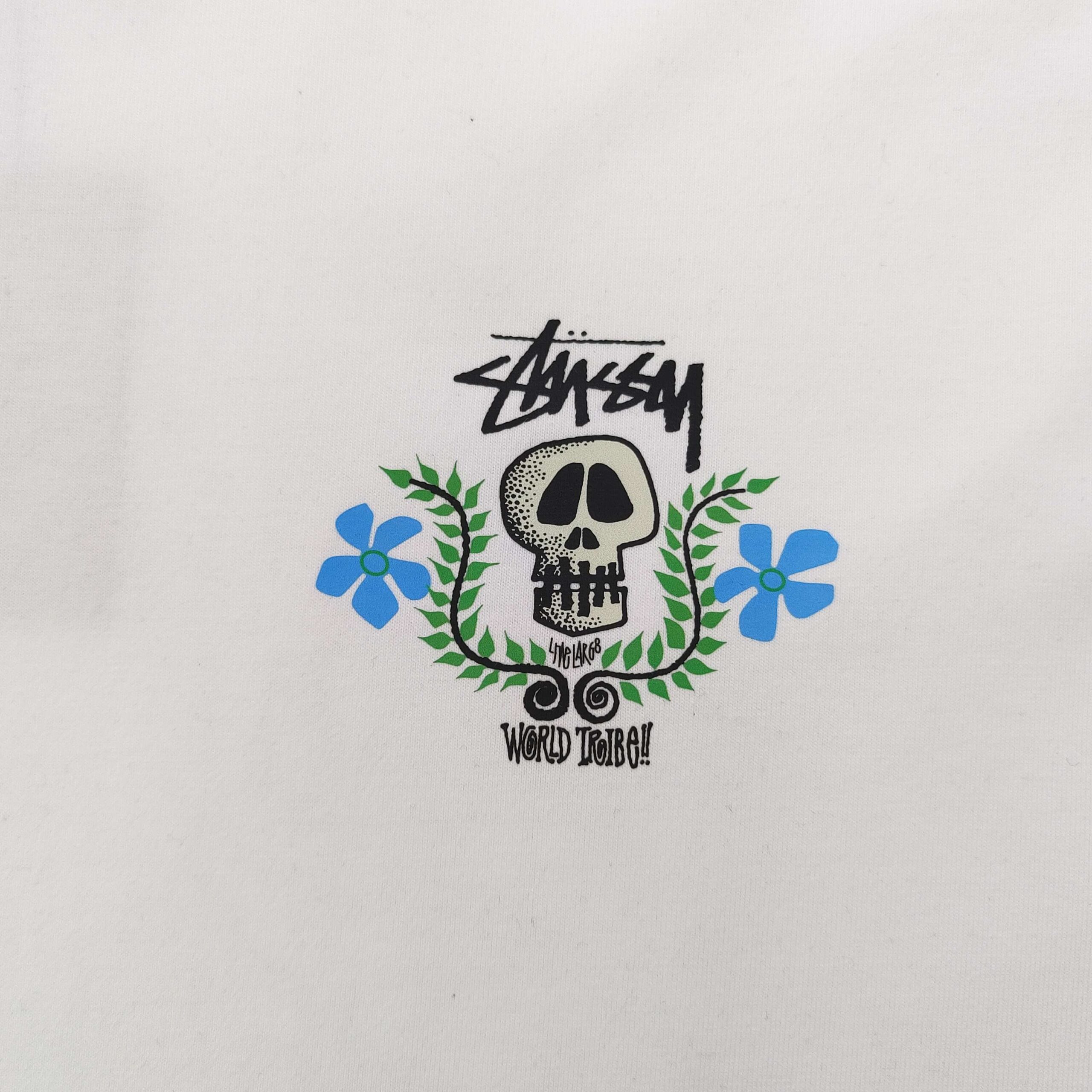 ステューシー 芸能人偽物 スカルフラワー刺繍Tシャツ｜柔らかカラーが映える人気ストリート｜スーパーコピー服