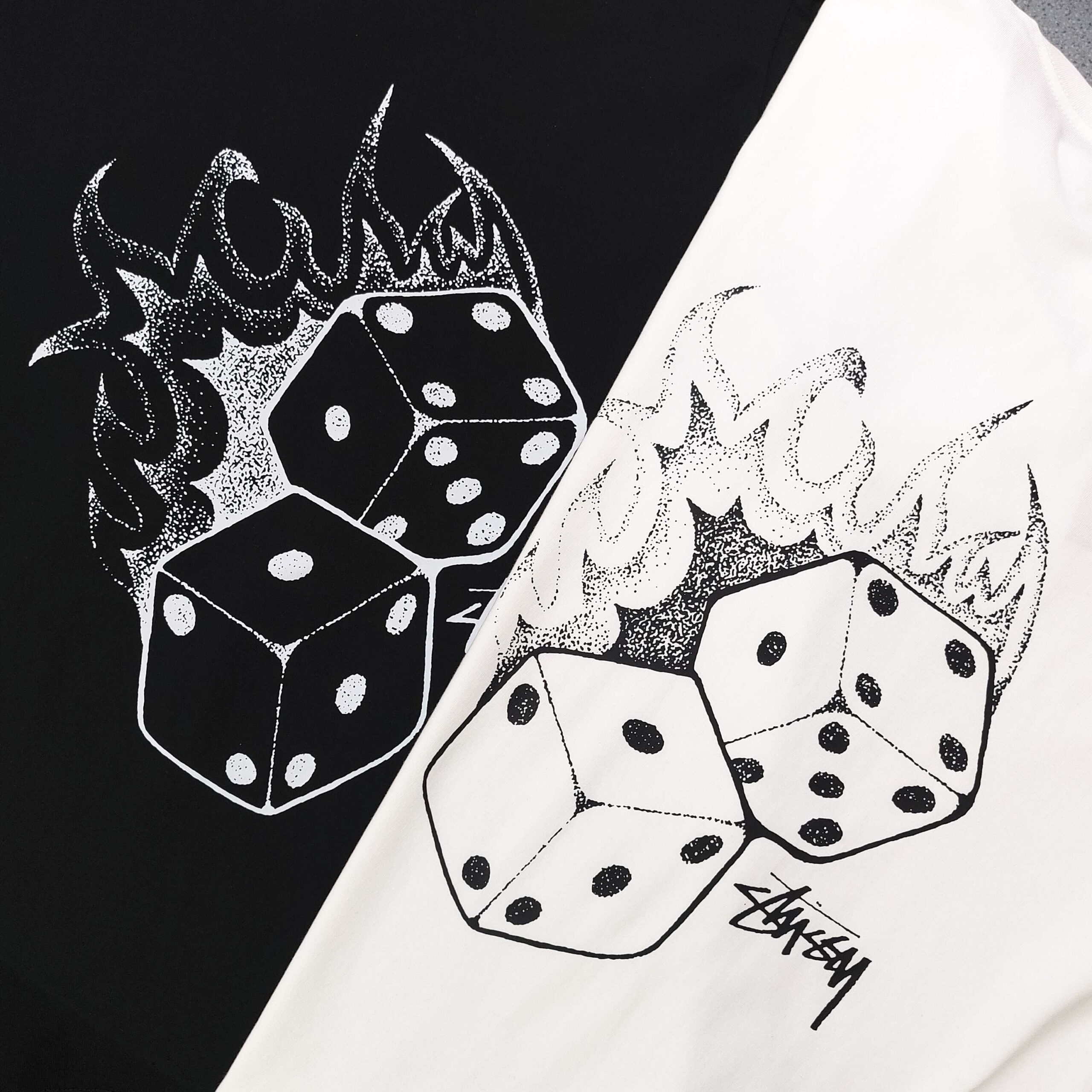 ステューシー 高仿 火焰ダイスグラフィックTシャツ｜立体感あるストリート定番デザイン｜スーパーコピー服