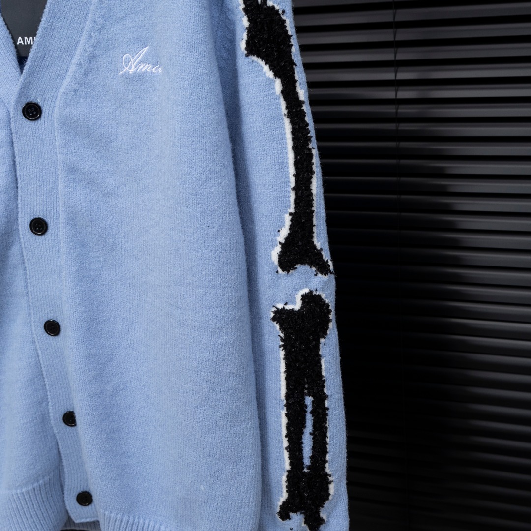 AMIRI スーパーコピー 骨デザイン ニットカーディガン メンズ ストリート 高級感モデル｜スーパーコピー服
