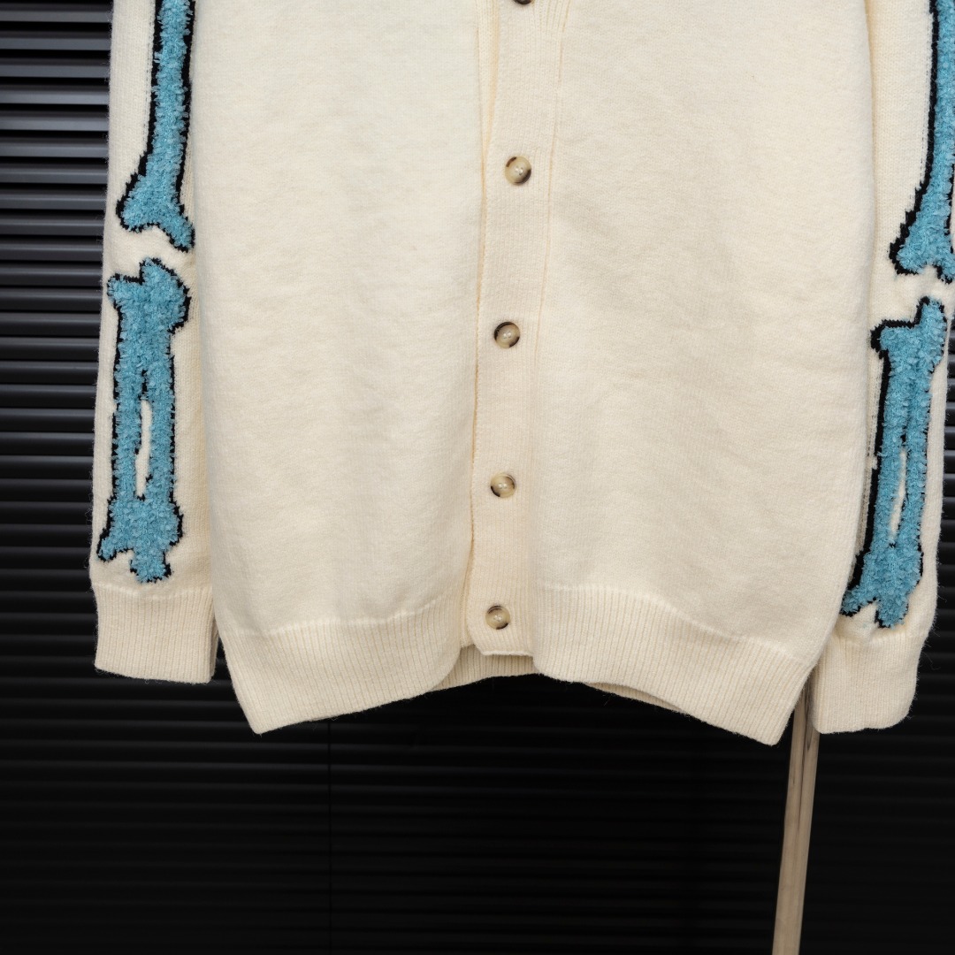 AMIRI コピー ボーンデザイン ニットカーディガン メンズ ストリート 上質ニットモデル｜スーパーコピー服