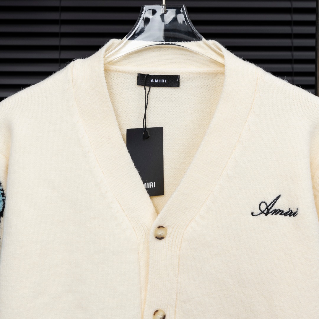 AMIRI コピー ボーンデザイン ニットカーディガン メンズ ストリート 上質ニットモデル｜スーパーコピー服